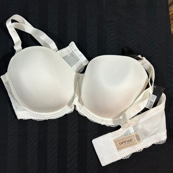 Déesse Lingerie - Balconette Bra w/removable straps - white - NWT - 40DD - Picture 1 of 9